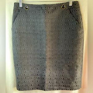 The Limited Womens Black Texture Pencil Skirt Gold Button Pocket Jacquard.